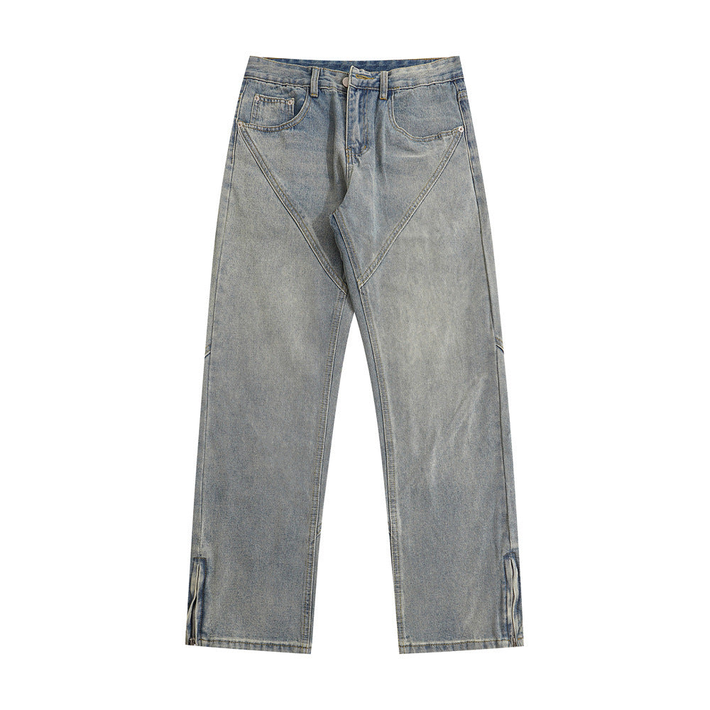 Patchwork Washed Straight Jean