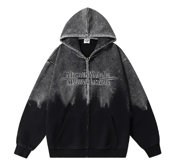 Inkjet Gradient Letter Hooded Jacket