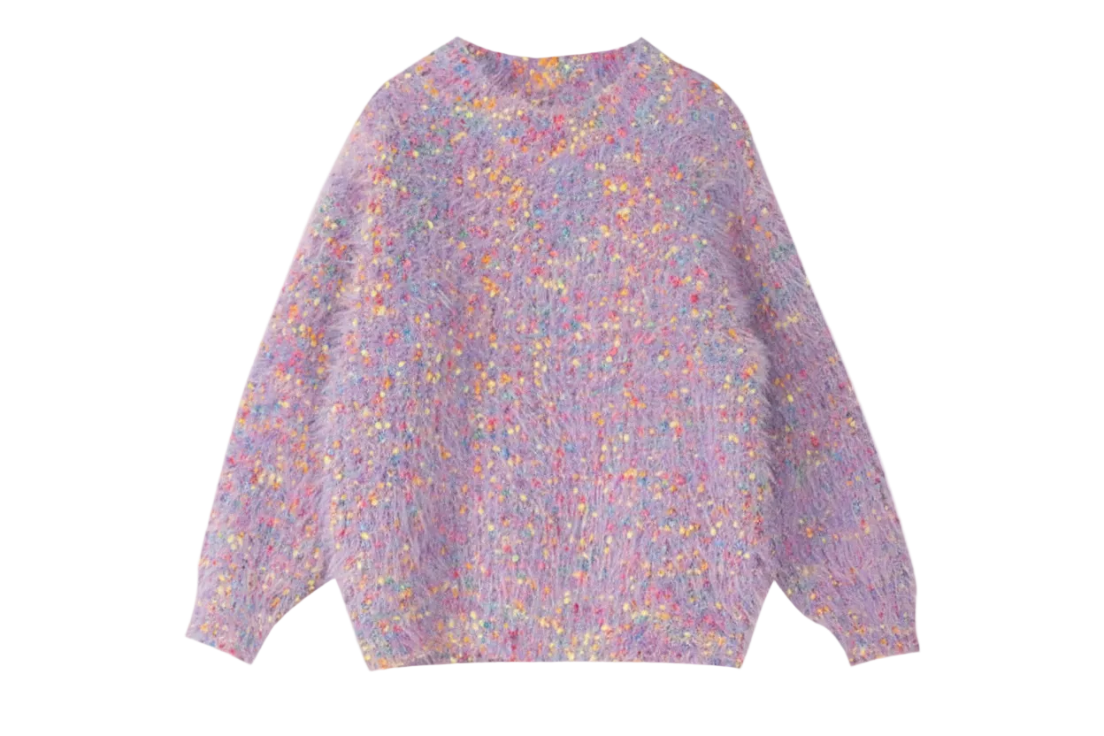 Colorful Chunky Knit Turtleneck Sweater
