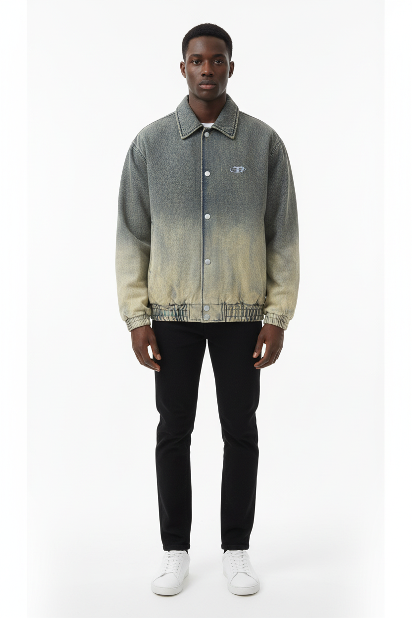 Gradient Wash Thick Quilted Denim