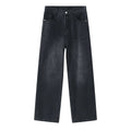 Loose Elastic Waist Straight Jeans