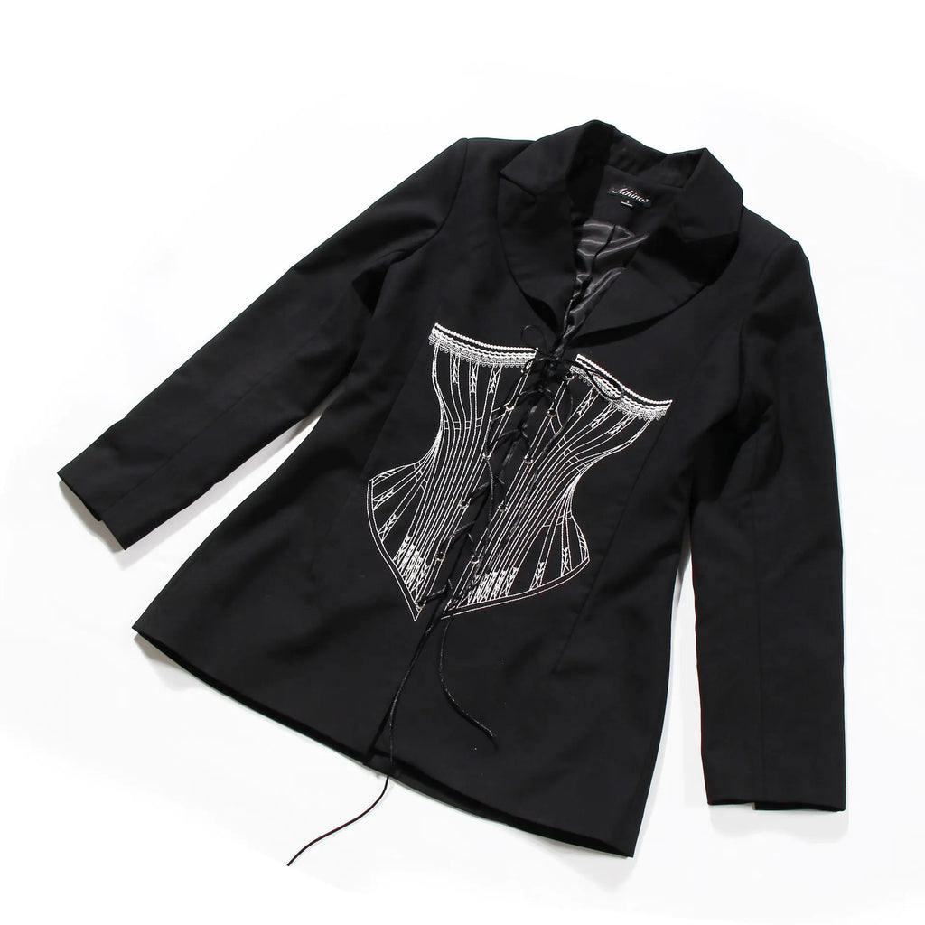 Designer Embroidered Jacket with Waist Tie