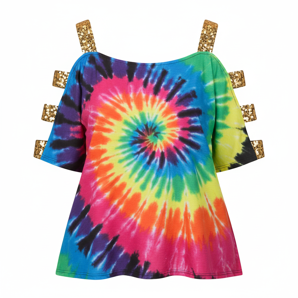 Hollow Butterfly Print Plus Size Casual Tops