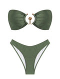 Bikini Set Tie Back O Ring Strapless Two Piece Swimwear