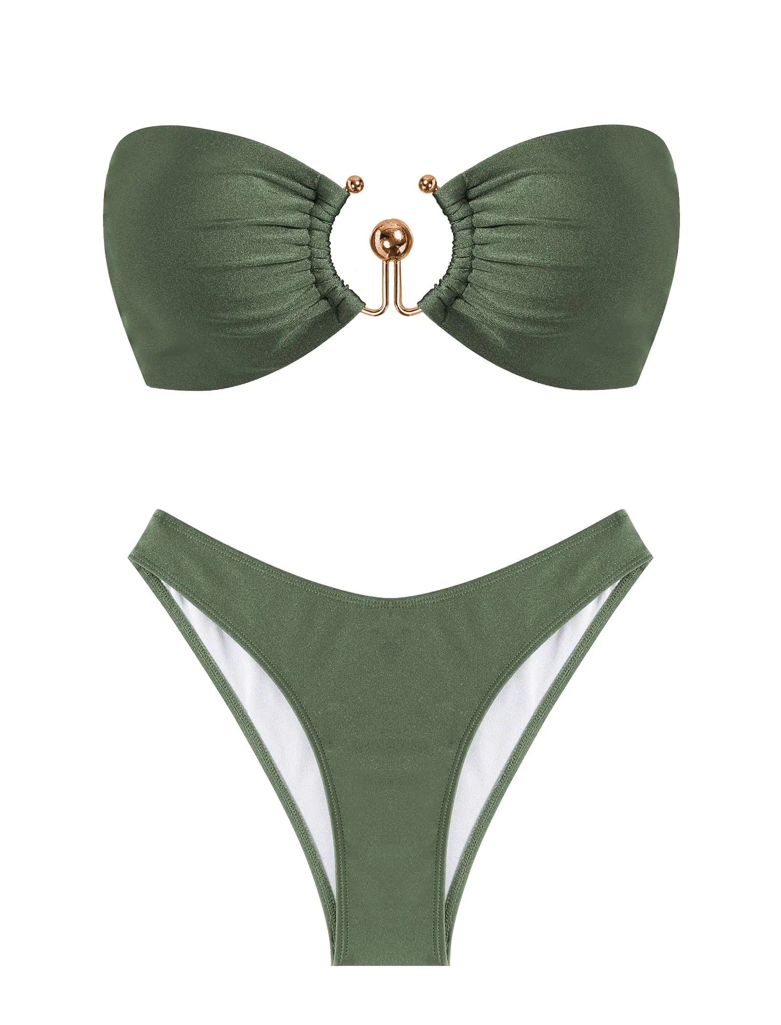 Bikini Set Tie Back O Ring Strapless Two Piece Swimwear