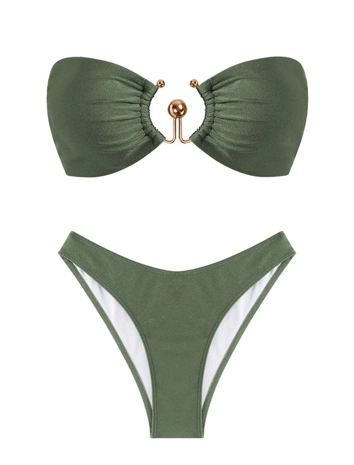 Bikini Set Tie Back O Ring Strapless Two Piece Swimwear
