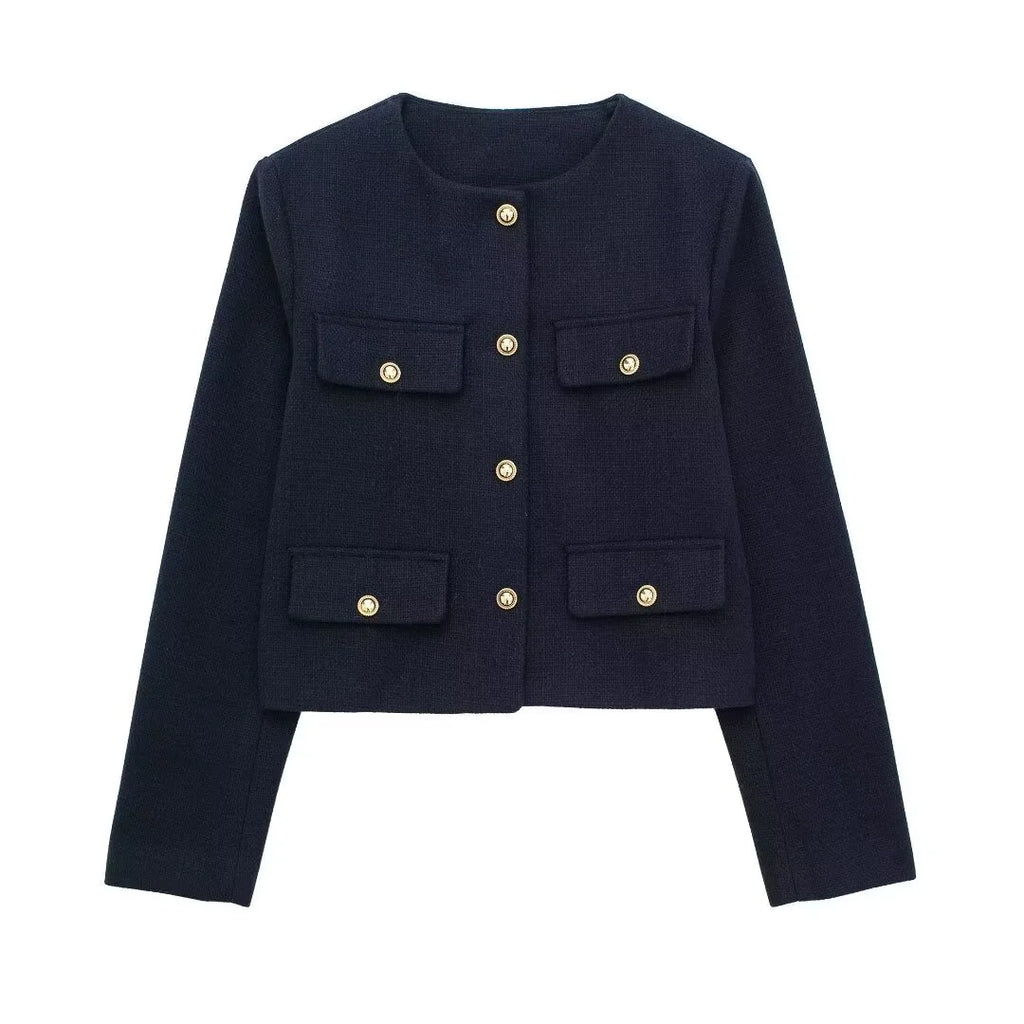 Fashion Casual Flip Trim Short Jacket