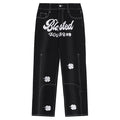 Vintage Clover Embroidered Denim Pants