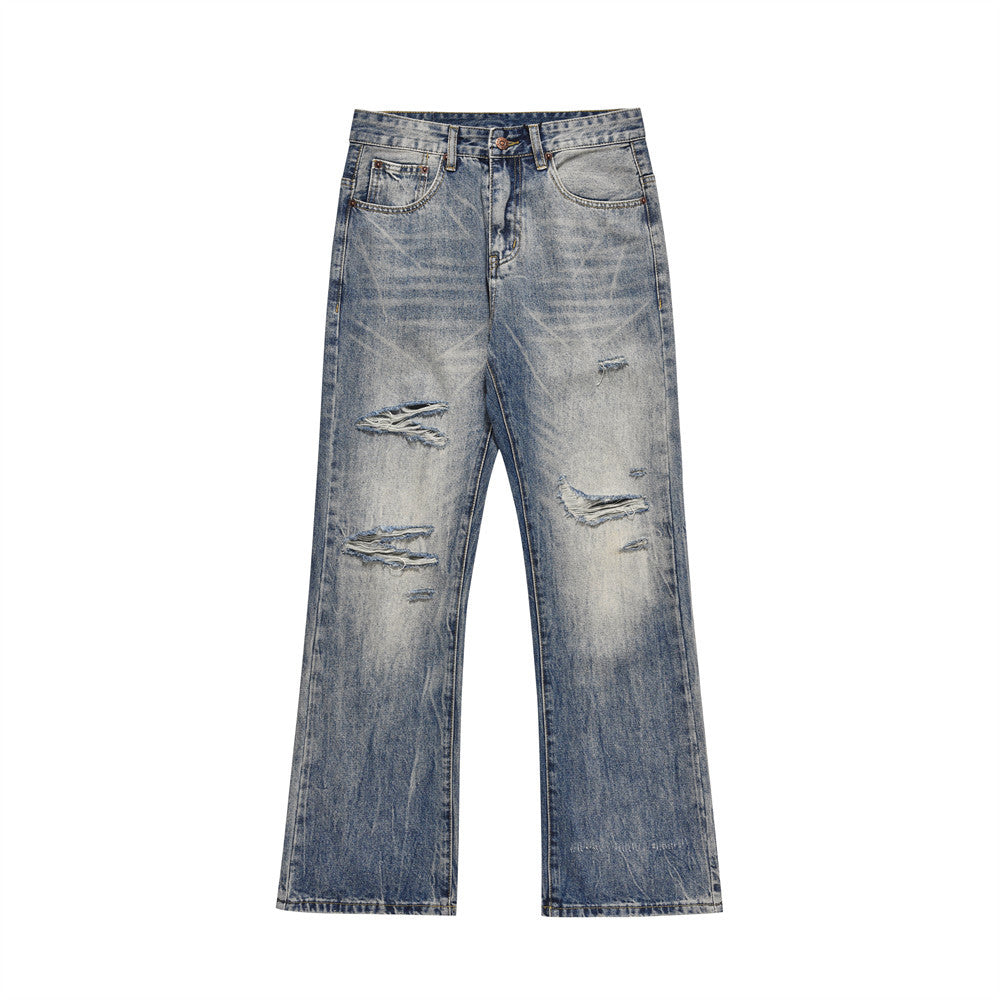 Distressed Loose Flared Denim