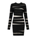 Layered Black Classic Long Sleeve Dress