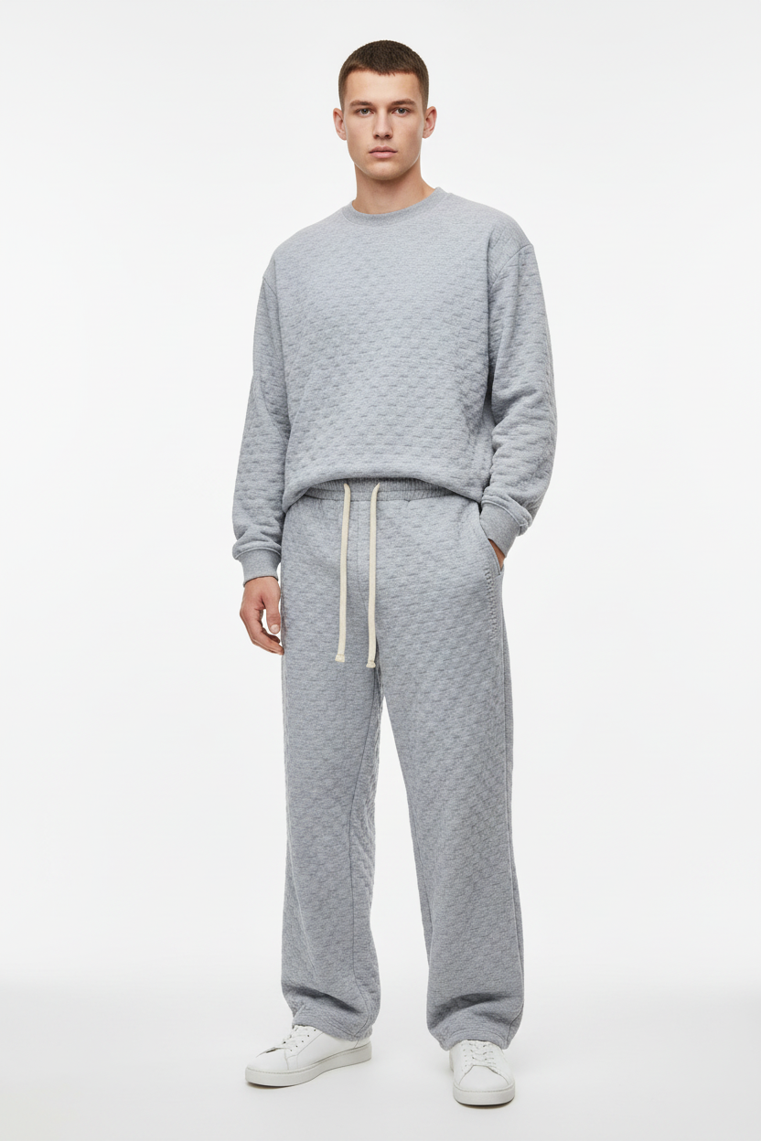 Embroidered Knitted Velvet Check Trousers