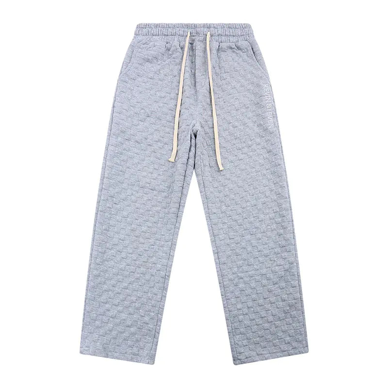 Embroidered Knitted Velvet Check Trousers