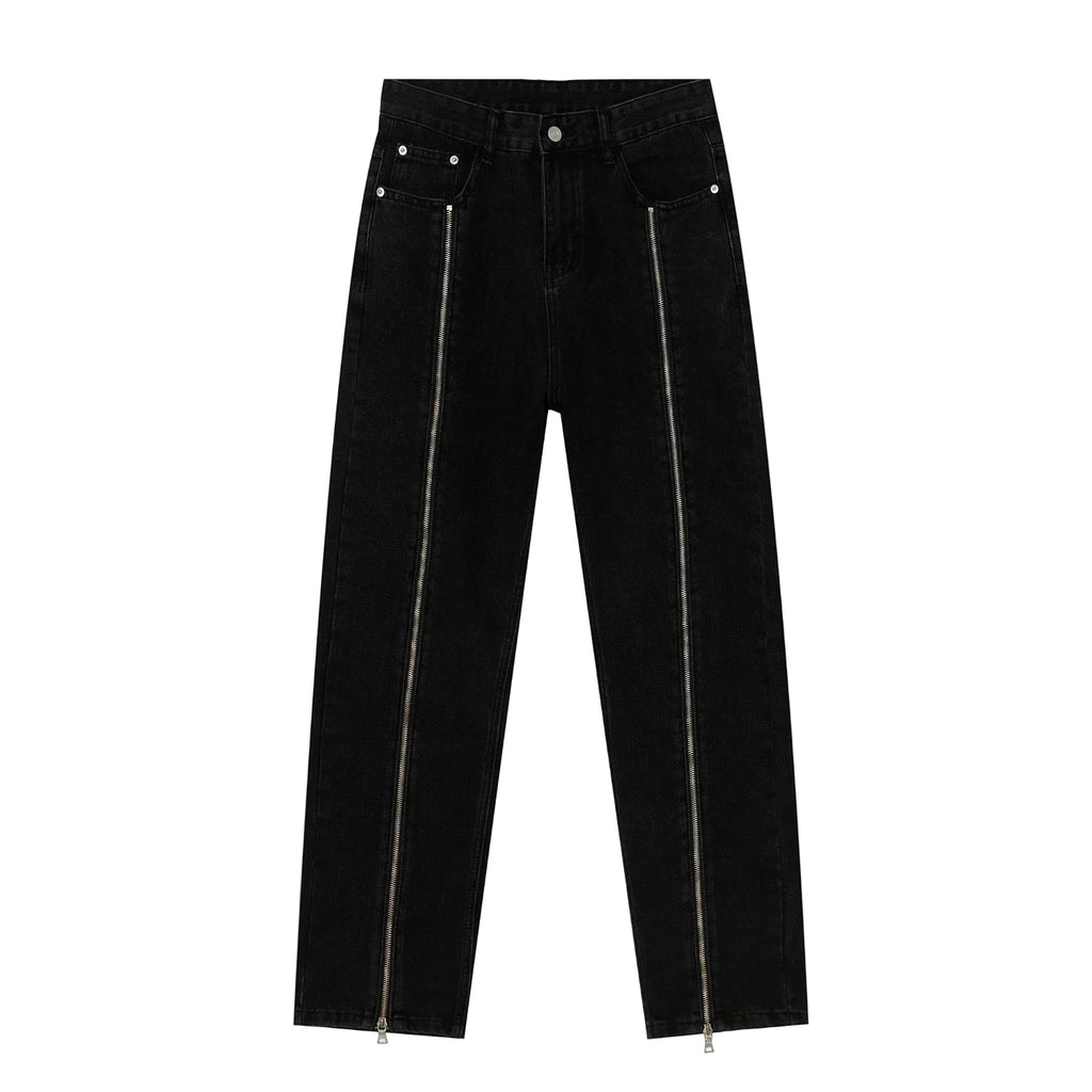 Straight Leg Zipper Design Denim
