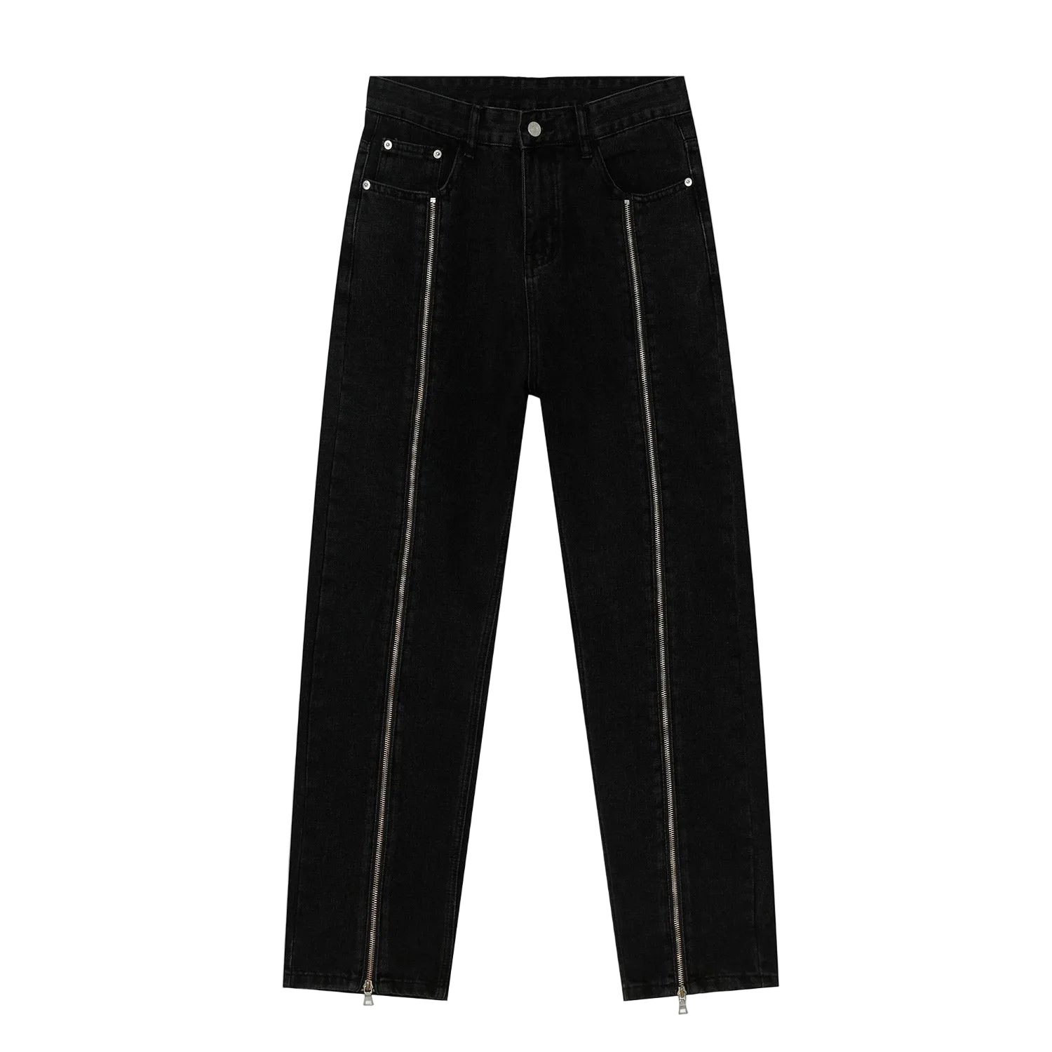 Straight Leg Zipper Design Denim