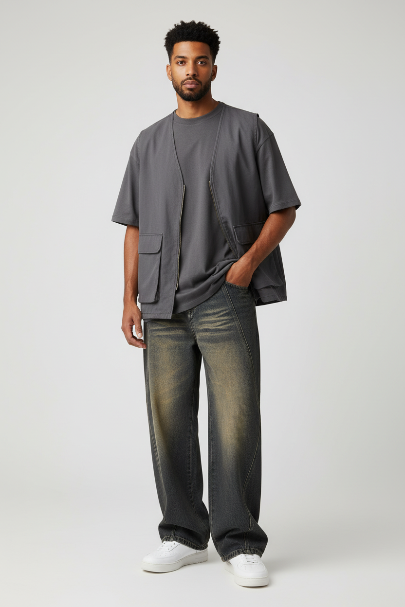 Baggie Straight Denim Trousers