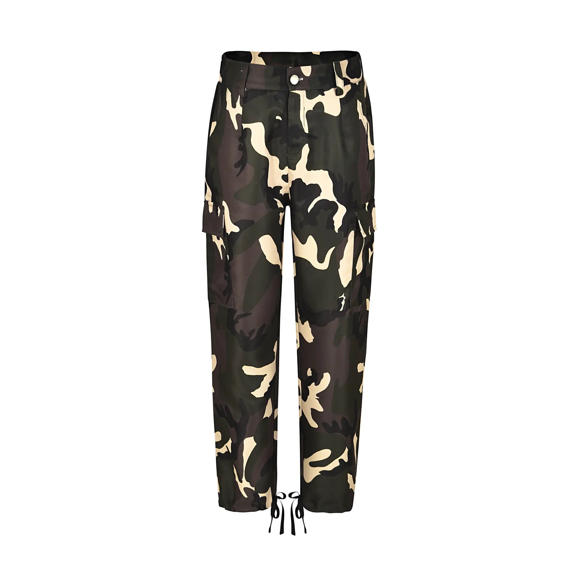 Camouflage Print Casual Cargo Trousers