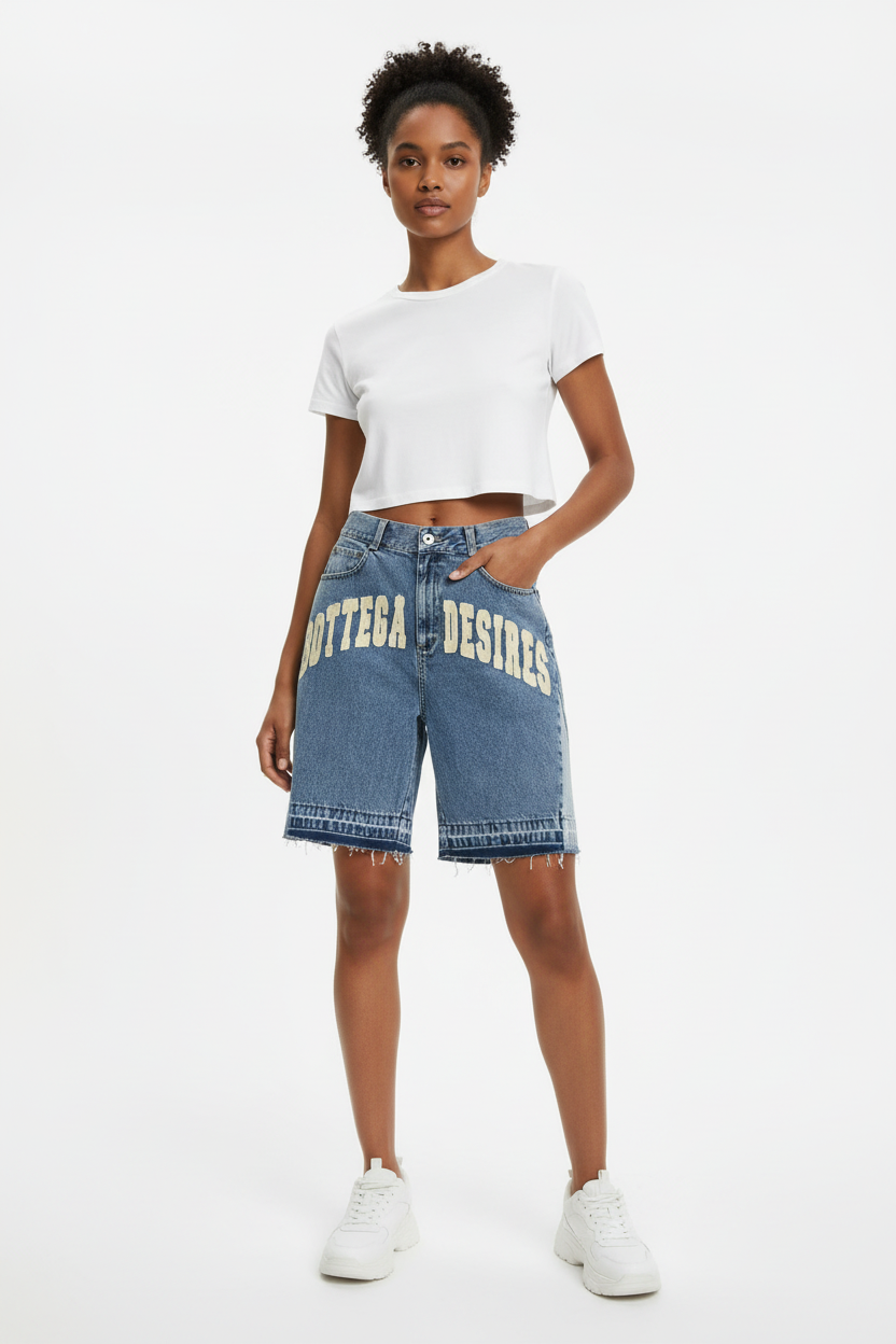 Unisex Embroidered Denim Shorts