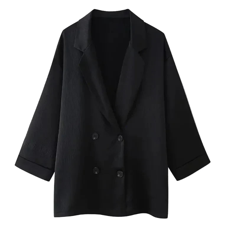 Ruffled Blazer & Casual Trousers Suit