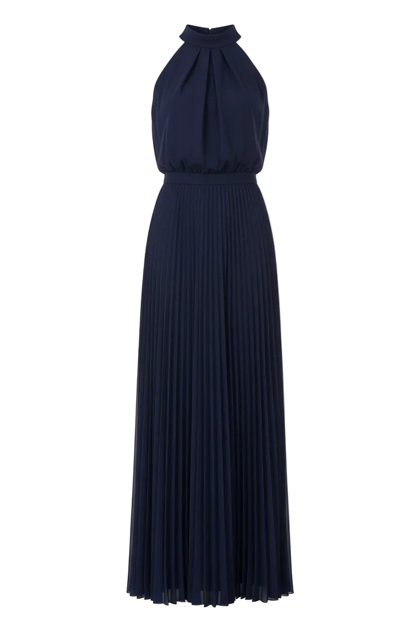 Cozoc Halter Pleated Dress