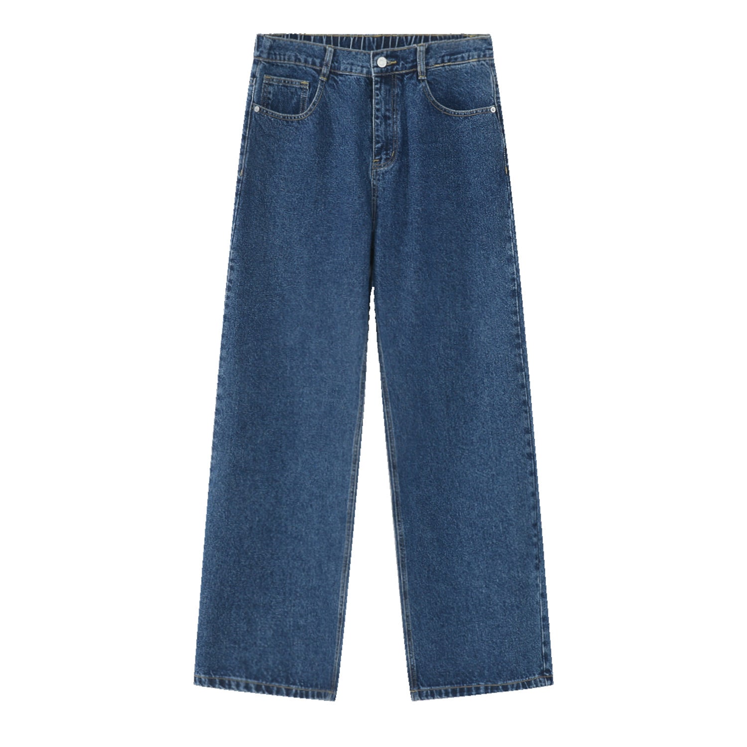 Loose Elastic Waist Straight Jeans