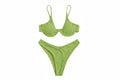 2 Piece Triangle Bikini High Cut Ribbed Bathing Suit Swimwear