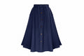 High-Waist A-Line Mid-Length Denim Skirt