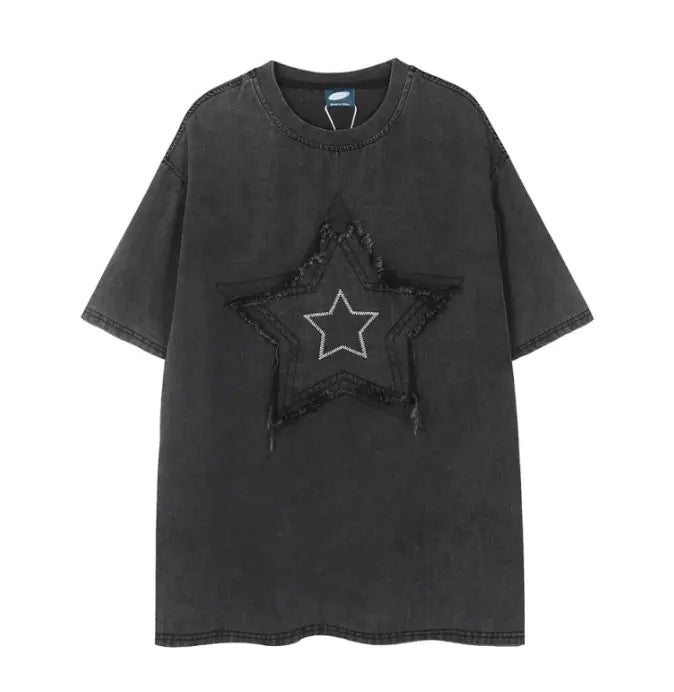 Punk Denim Short-sleeved T-shirt