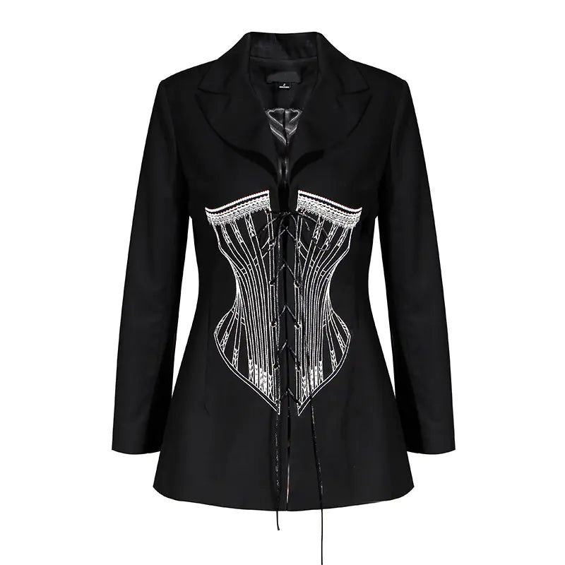 Designer Embroidered Jacket with Waist Tie