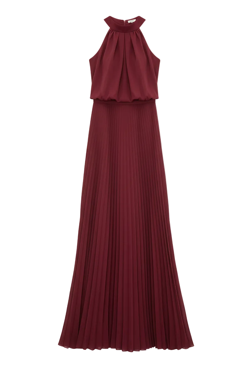 Cozoc Halter Pleated Dress
