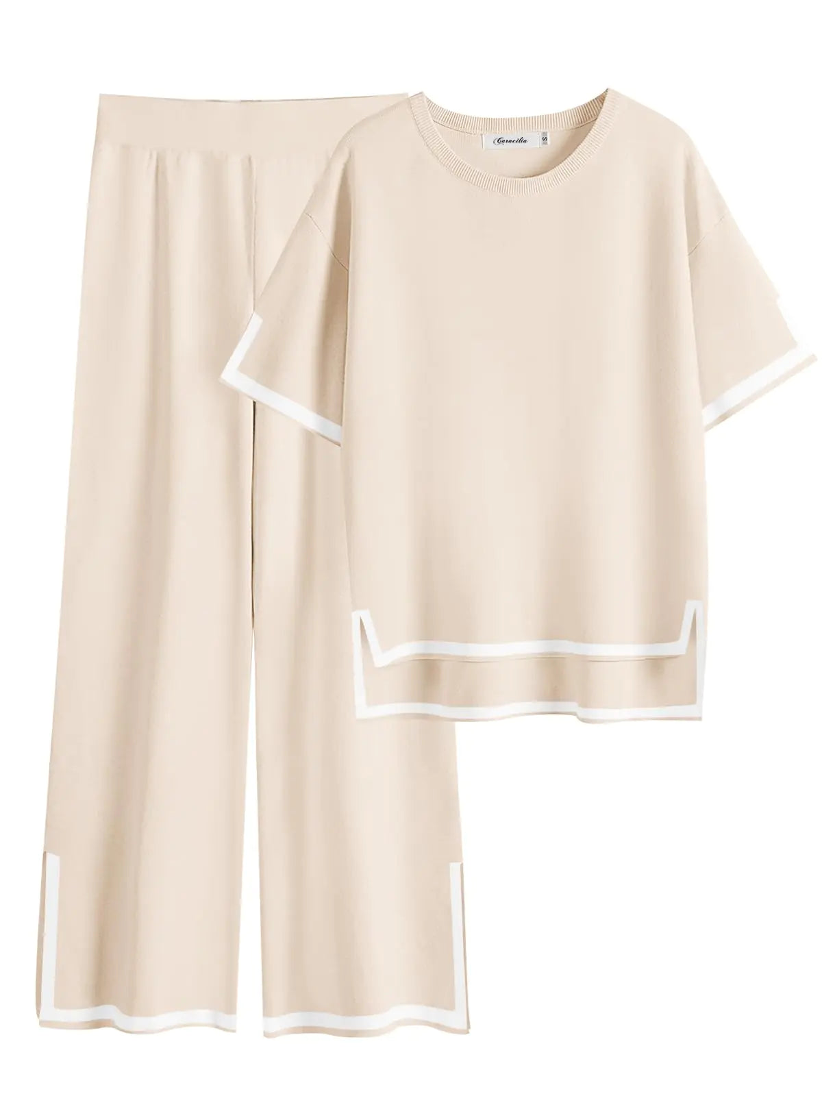Summer Knit Short Sleeve Lounge Matching Two Piece Outfits
