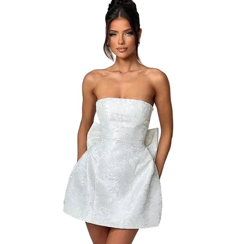 Fashion Tube Top Bow Dress