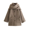 Women Knitted Cardigan With Scarf