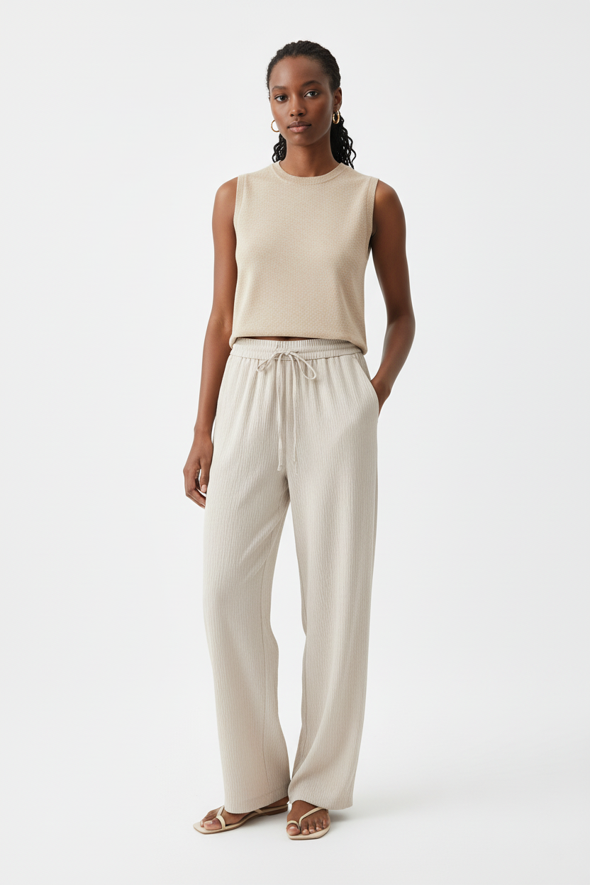 Ruffled Blazer & Casual Trousers Suit