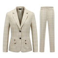 Two-Piece Plaid Suits - Casual Slim Fit Two Button Blazer and Pants Suit