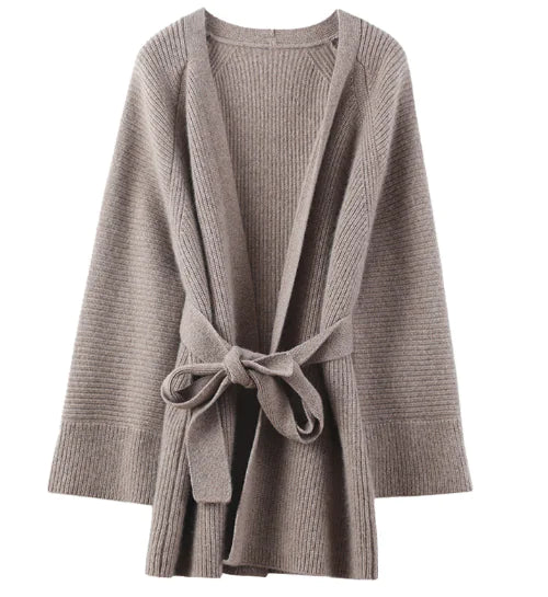 Knit Overlay Mid-Length Cardigan