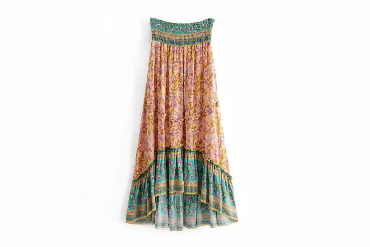 Printed Ruffled Front Long and Short Skirt