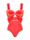 Bow-tie Decor Shoulder Straps One Piece Swimwear