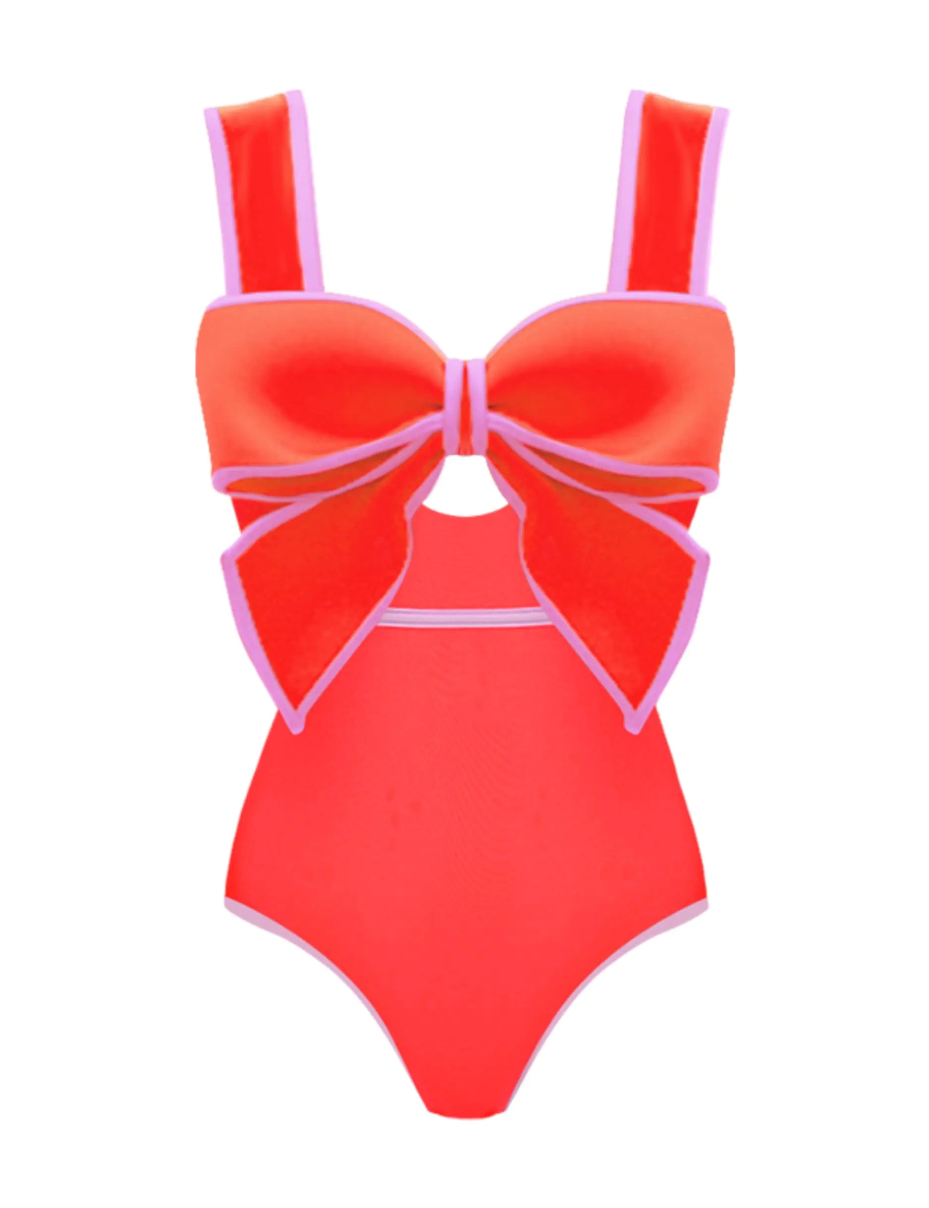 Bow-tie Decor Shoulder Straps One Piece Swimwear