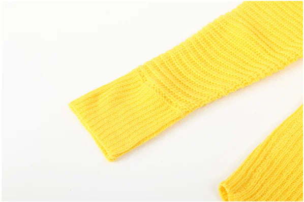 Short Knit Sweater with Waist Tie