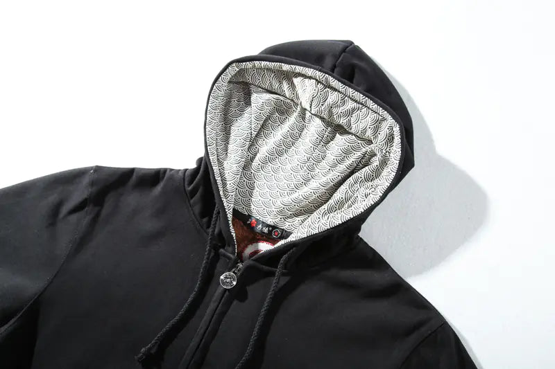 Embroidered Dragon Pattern Hoodie