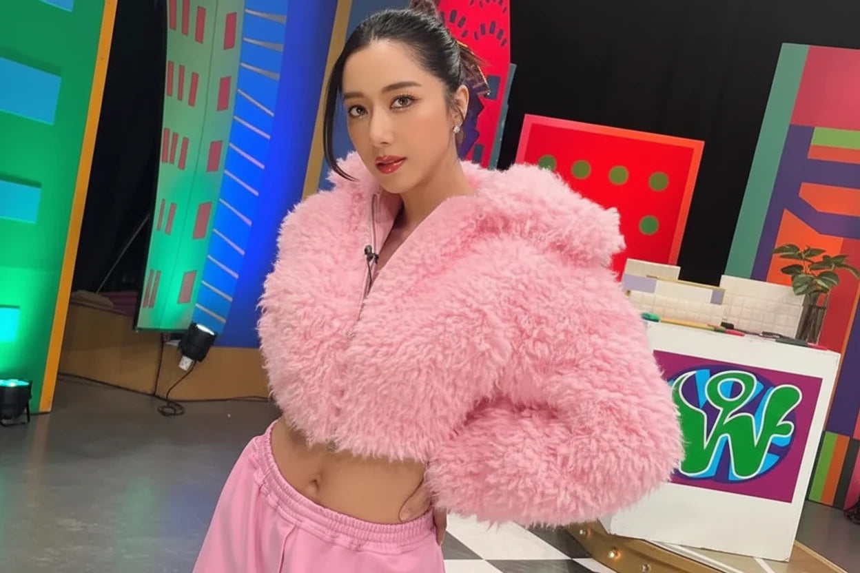 Pink Plush Thick Short Jacket
