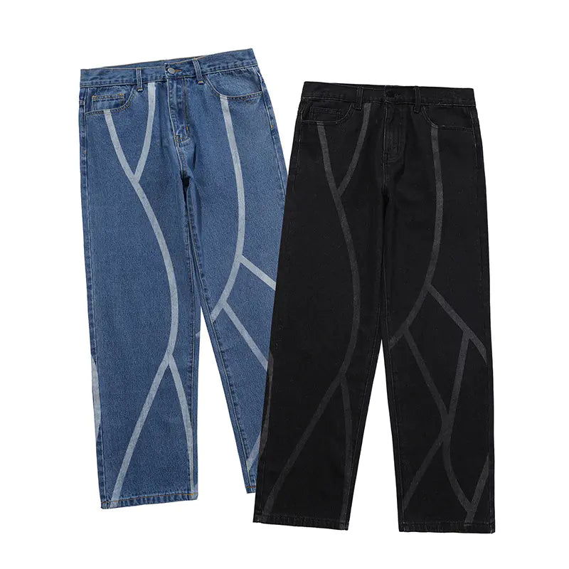 Washed Striped Casual Jeans