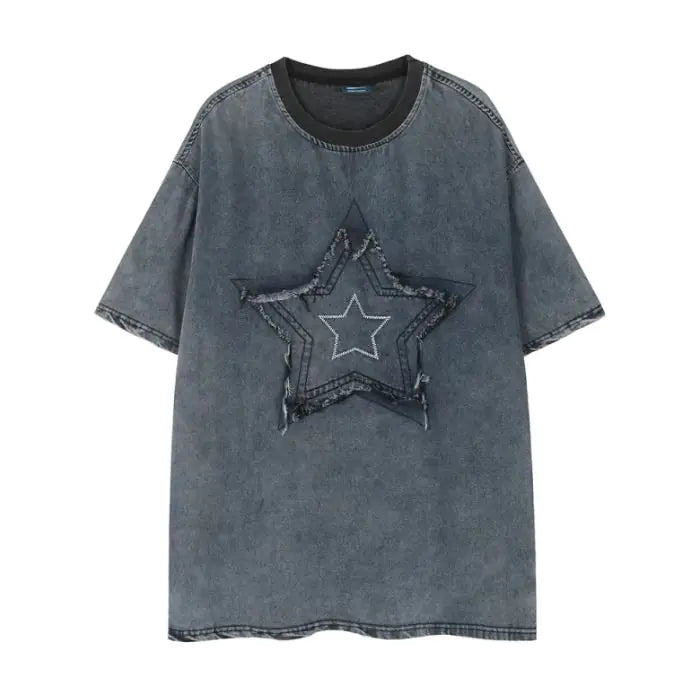 Punk Denim Short-sleeved T-shirt