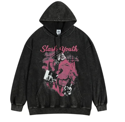 Distressed Leisure Couple Hoodies Vintage