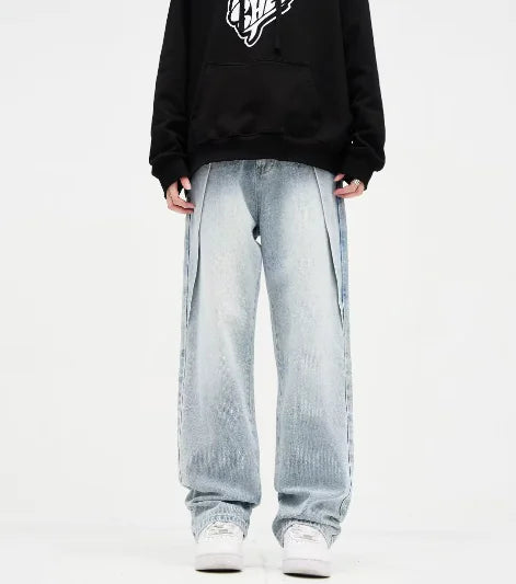 Solid Color Washed Raw Edge Jeans