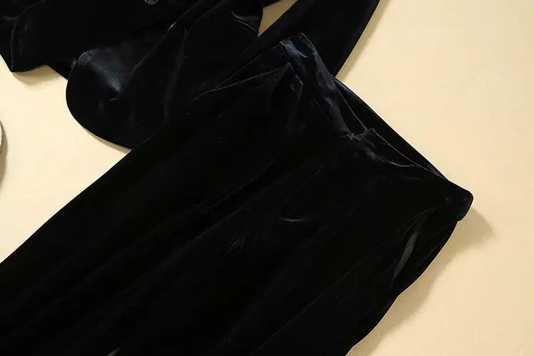 Velvet Suit Set with Long Pants