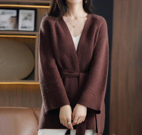 Knit Overlay Mid-Length Cardigan