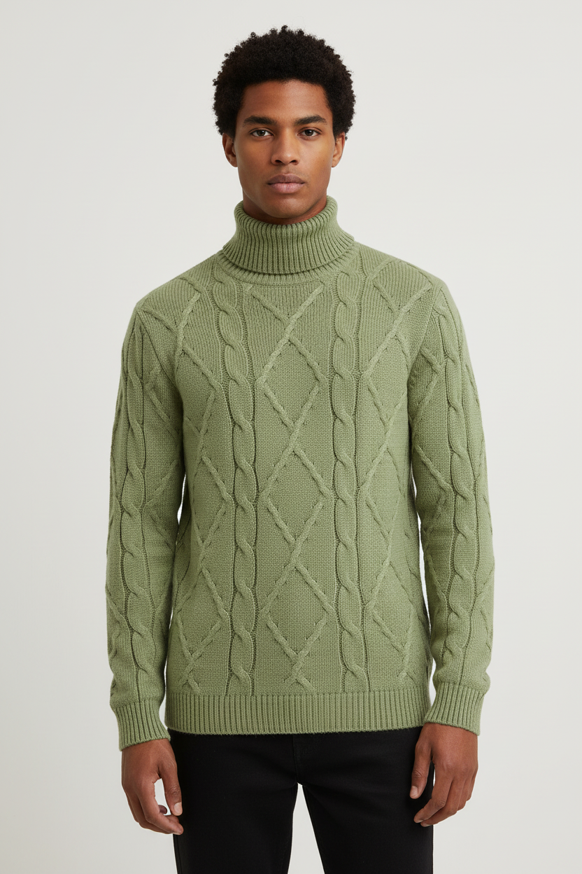 Loose Solid Color Turtleneck Sweater