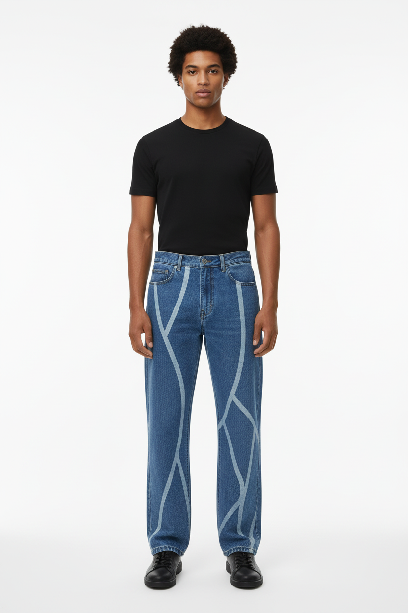 Washed Striped Casual Jeans
