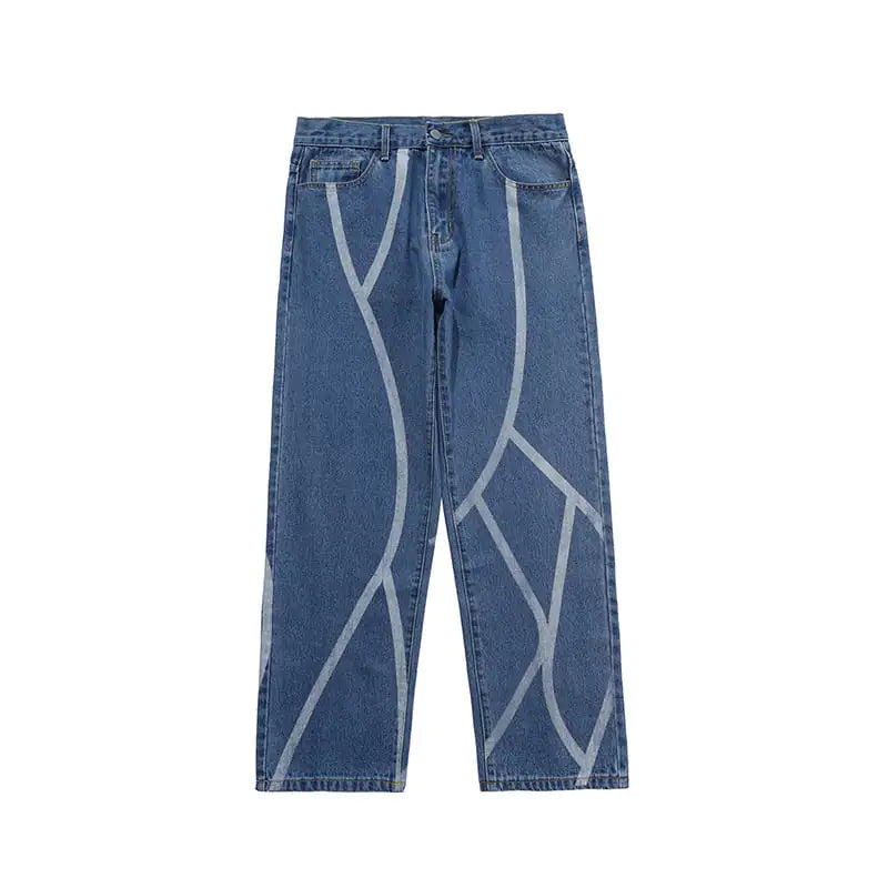 Washed Striped Casual Jeans